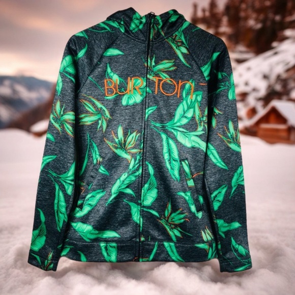 Burton WB Peak Colombo Dry-ride Hawaiian Palm Fleece Lined Hoodie - Sz S… - Picture 1 of 6